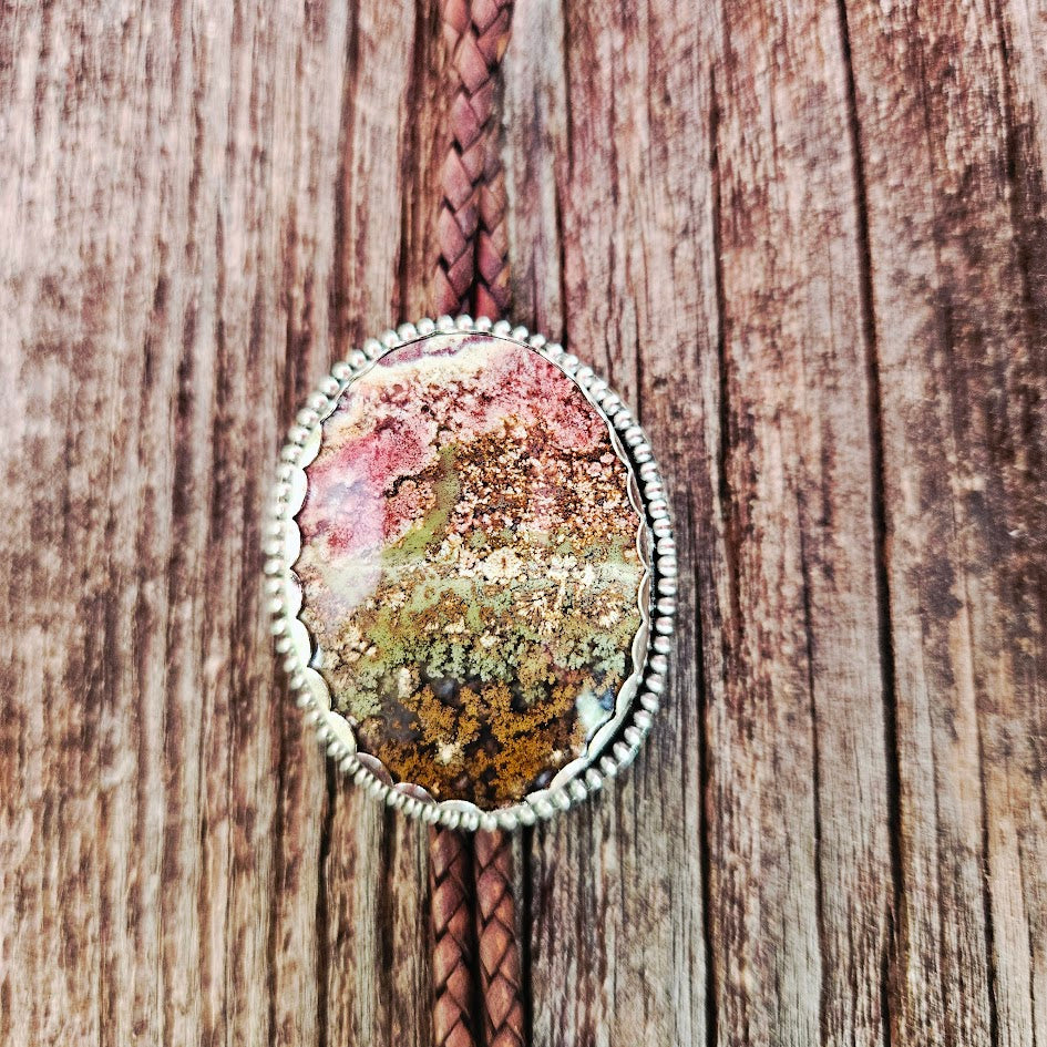 Moss Agate Bolo Tie