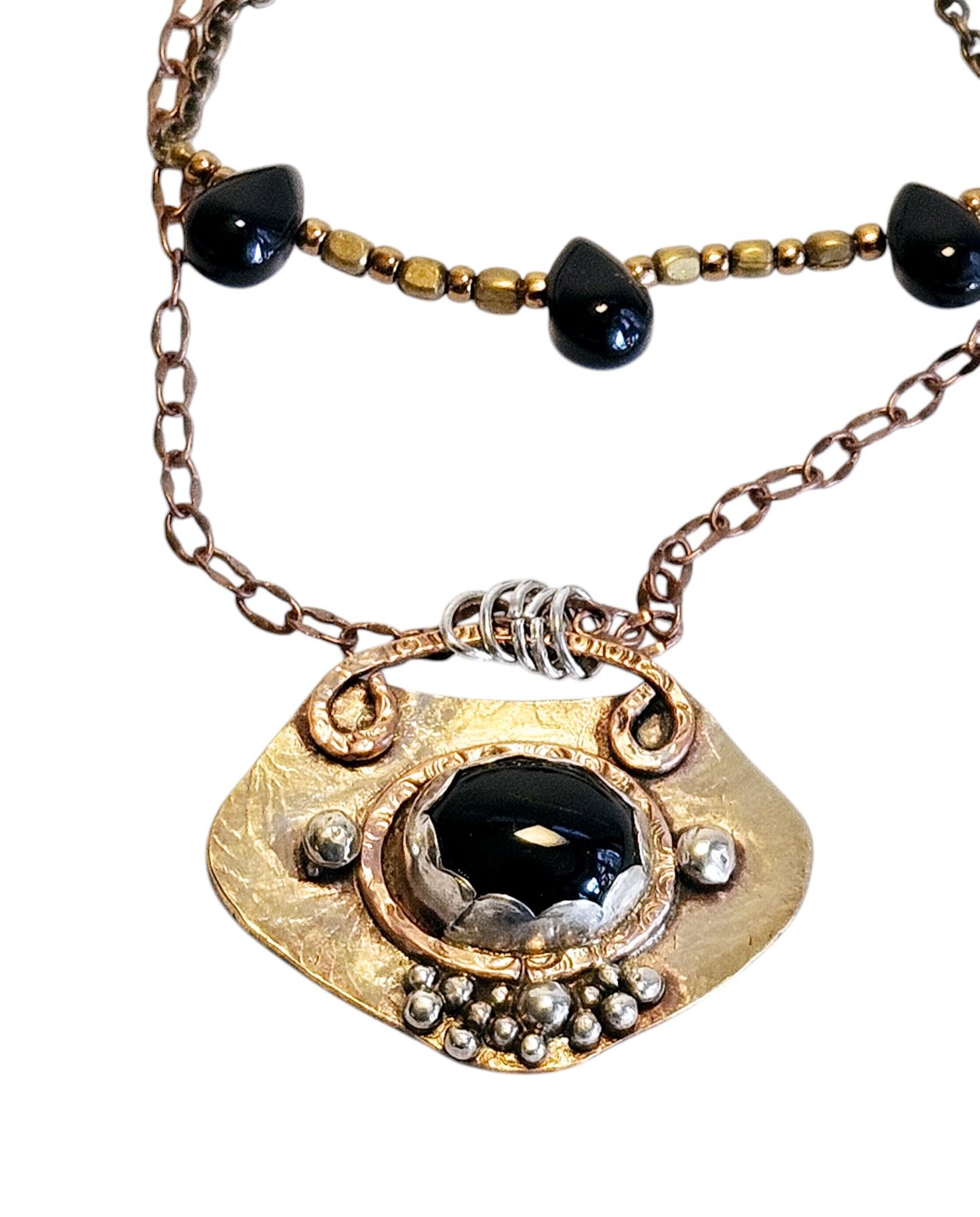Gothic Shield Necklace with Onyx