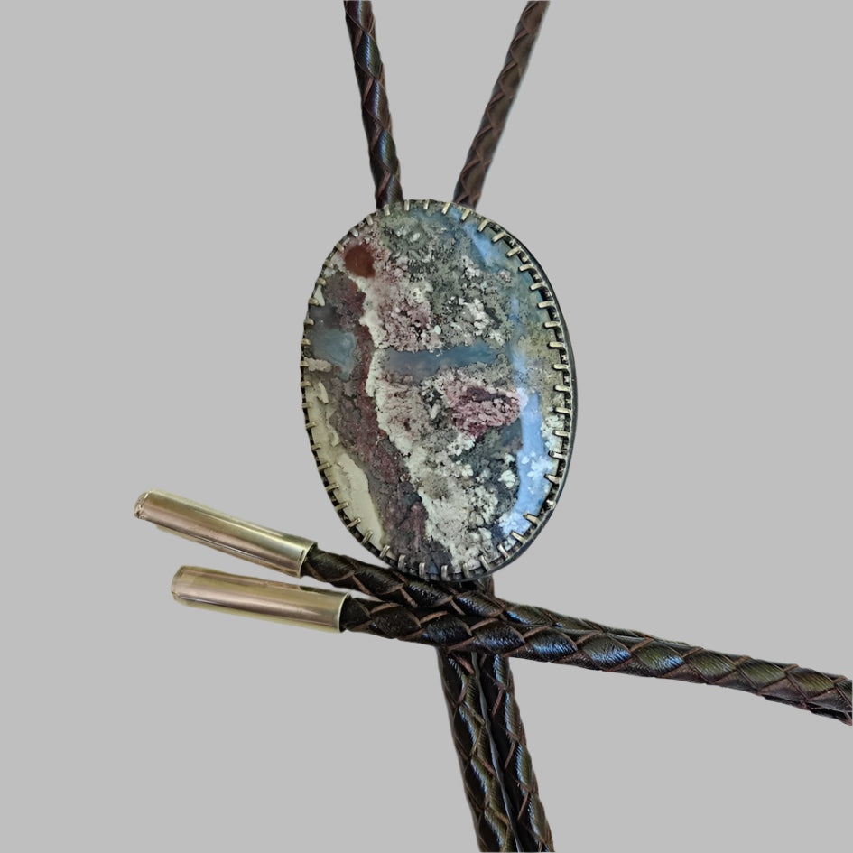 Moss Agate Bolo Tie